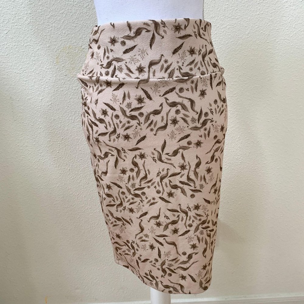 LuLaRoe Pencil Skirt in Cream and Brown